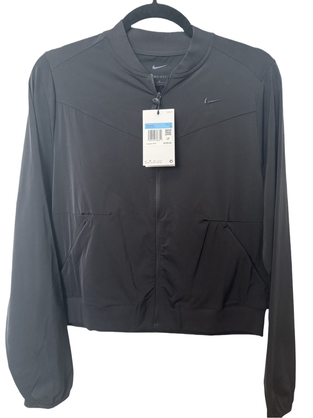 Nike Women’s Black Full-Zip Dri-fit Bomber Workout Jacket NWT
